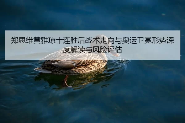 郑思维黄雅琼十连胜后战术走向与奥运卫冕形势深度解读与风险评估